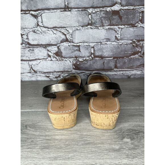 Calaxini Metallic Bronze Leather Avarca Wedge Slingback Sandals Women Sz 40EU/9M - Picture 4 of 16